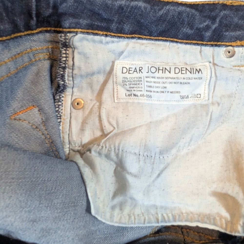 Dear John Joyrich Comfort Skinny Jeans Blue Medium Wash Whiskering Size 31 - Picture 8 of 8